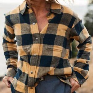 Kavu Women’s Yellow and Black Plaid Shirt - Snap Flannel - Never worn - size xl
